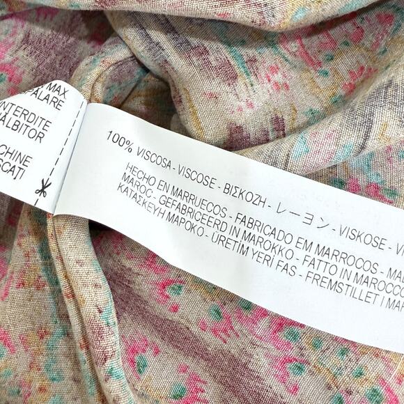 ZARA Boho Caftan Top Size Medium Patchwork Print Tunic Poncho Top - Picture 6 of 10